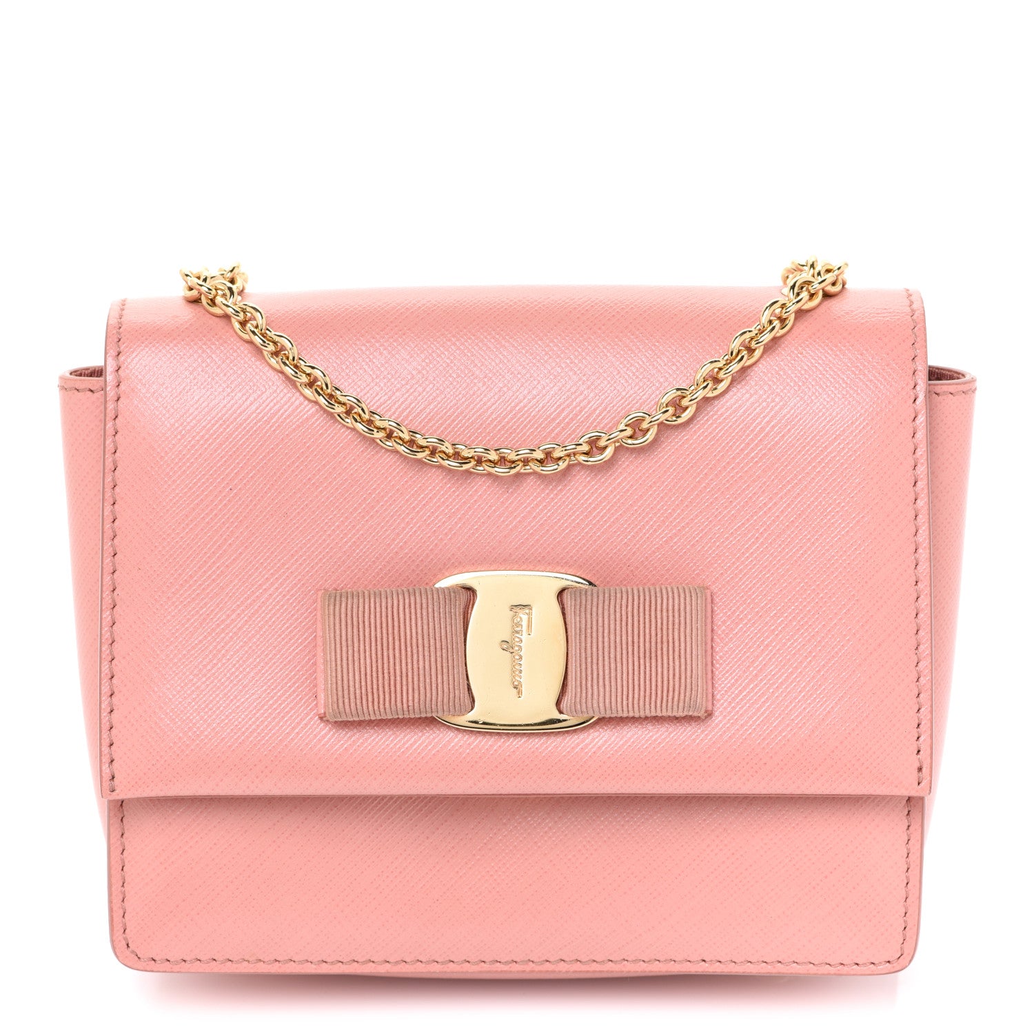 Salvatore Ferragamo Hammered Calfskin Mini Vara Bow Crossbody Bag Pink 1 of 12