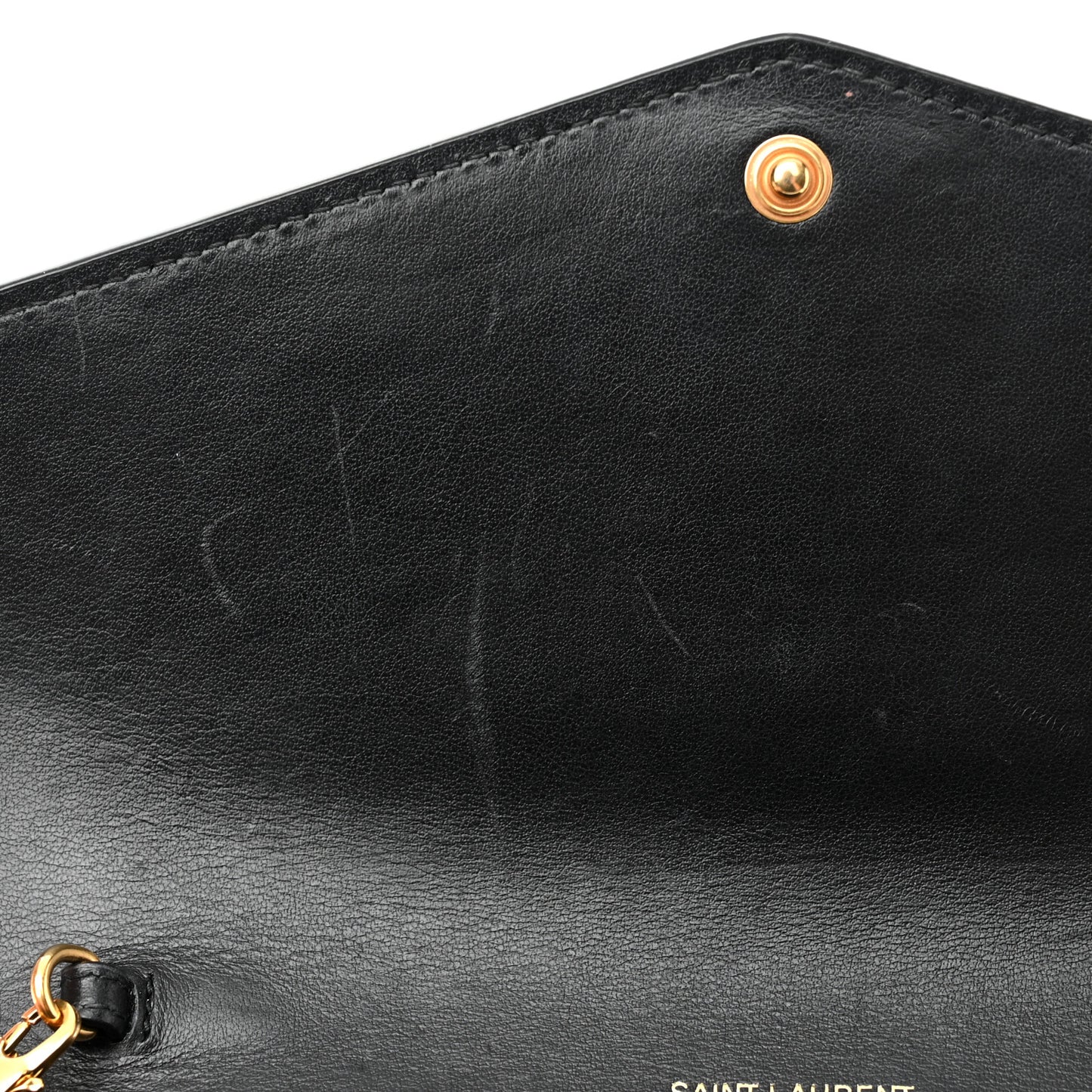 Calfskin Crocodile Embossed Monogram Uptown Chain Wallet Black