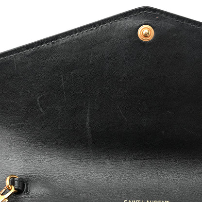 Saint Laurent Calfskin Crocodile Embossed Monogram Uptown Chain Wallet Black 8 of 10