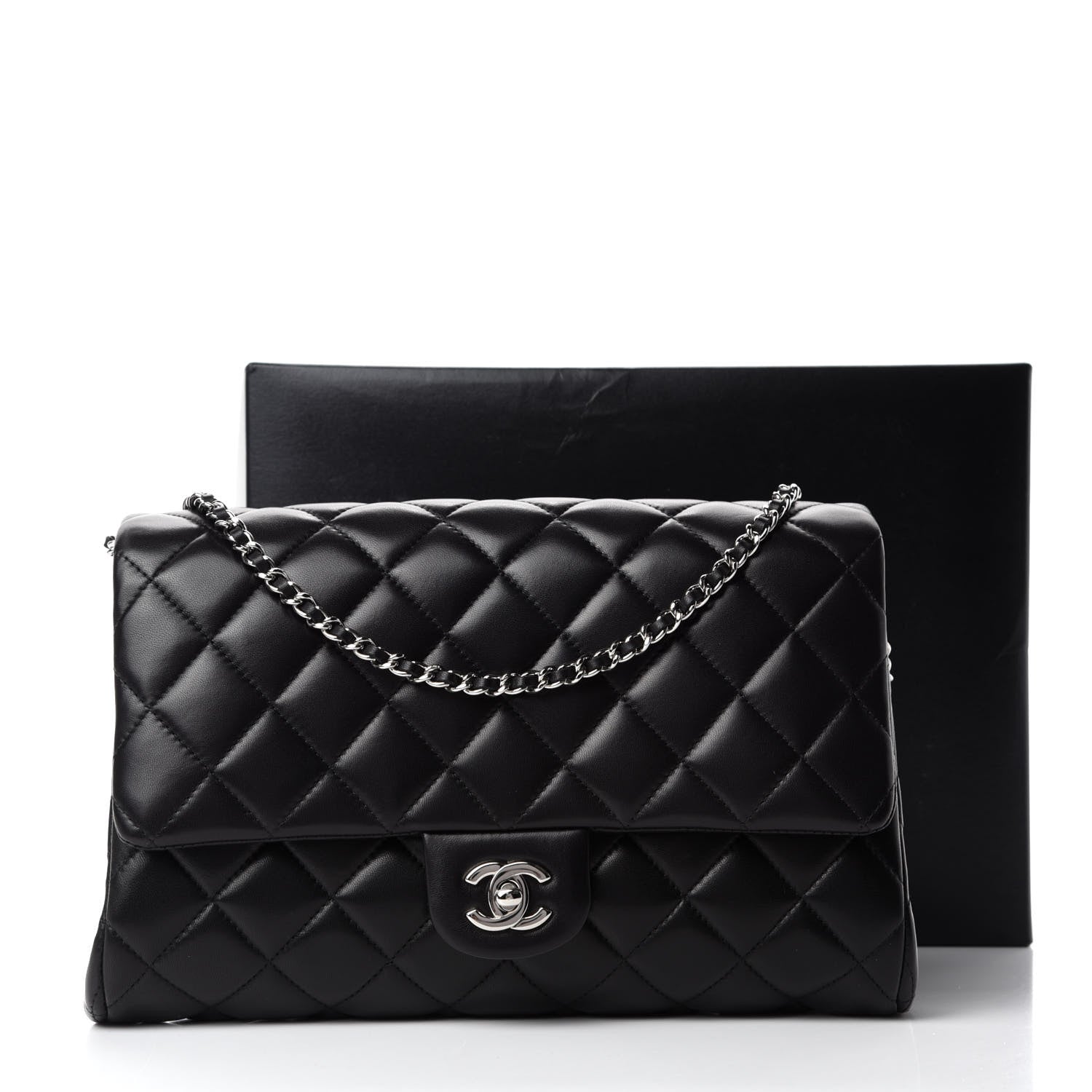 Chanel Lambskin Quilted Clutch With Chain Flap Black 11 of 11