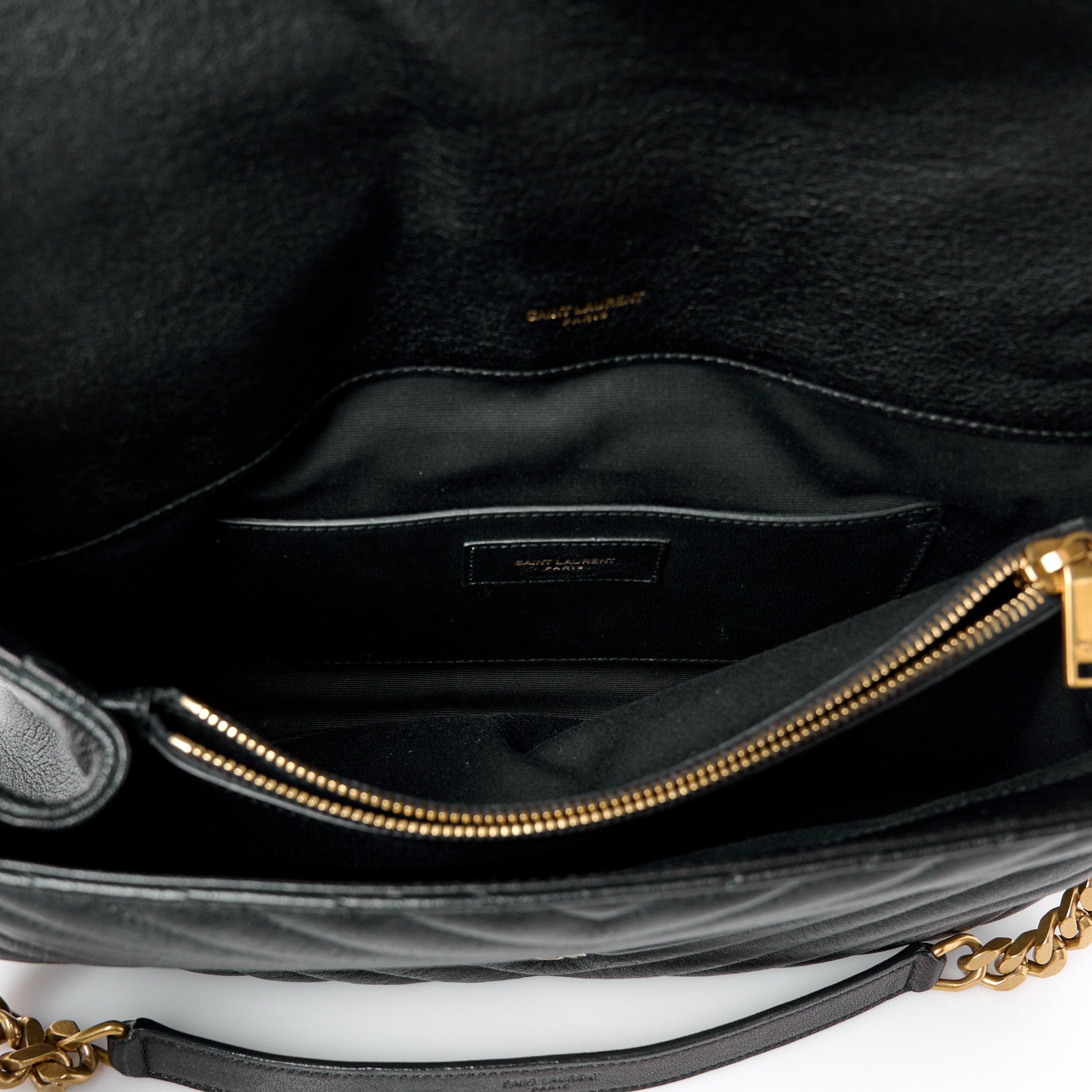 Saint Laurent Sheepskin Matelasse Chevron Monogram Large College Bag Black 5 of 11