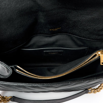Saint Laurent Sheepskin Matelasse Chevron Monogram Large College Bag Black 5 of 11