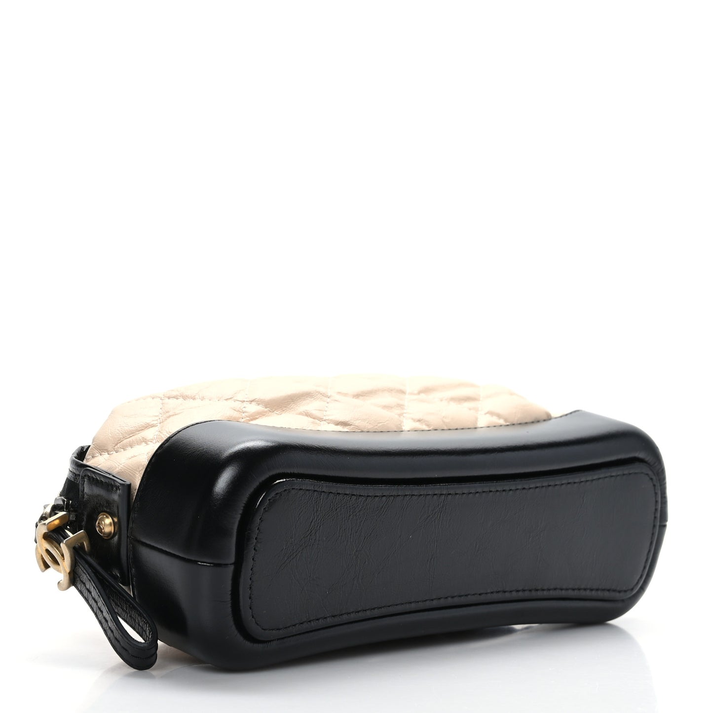Aged Calfskin Quilted Gabrielle Cosmetic Case Beige Black