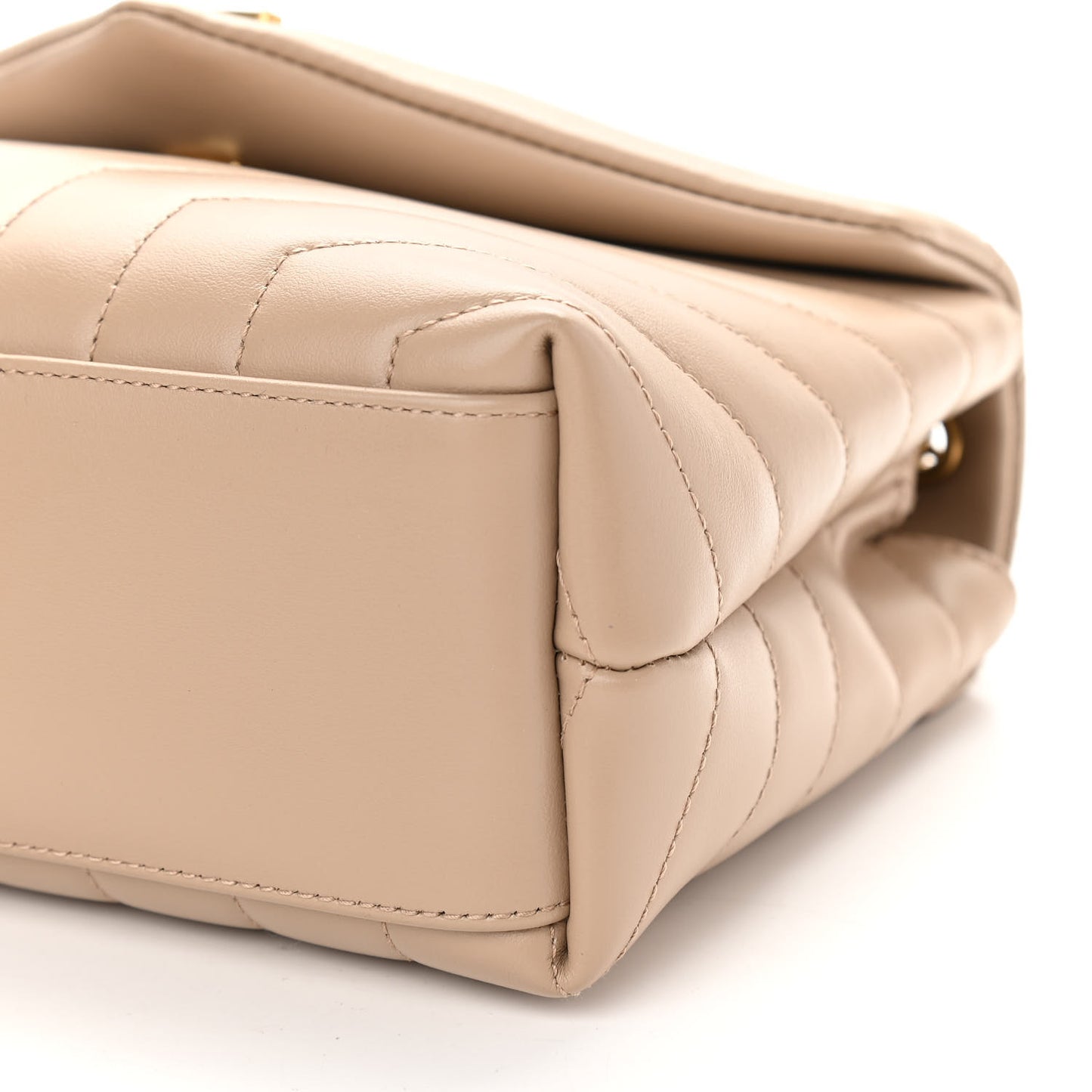 Calfskin Y Quilted Monogram Small Loulou Chain Satchel Dark Beige