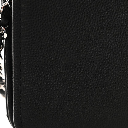 Chanel Caviar Camellia Embossed Wallet On Chain WOC Black 13 of 14