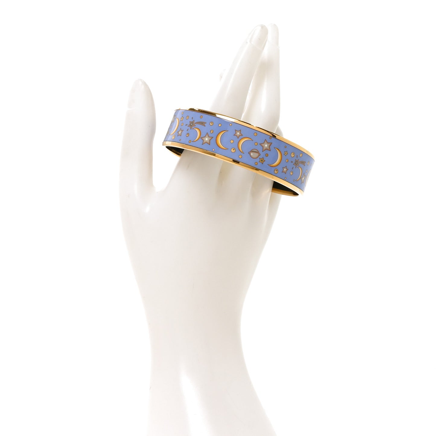 Enamel Printed Wide Moon Stars Bracelet 70 Bleu