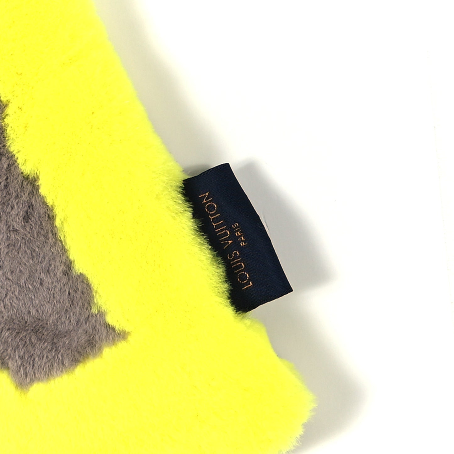 Mink Fur Logo Scarf Fluo Yellow Grey