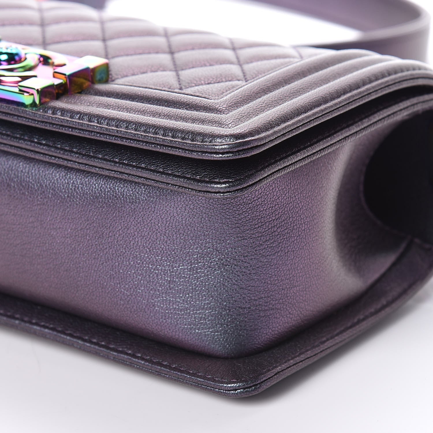 Chanel Iridescent Goatskin Quilted Small Boy Flap Purple 9 of 9