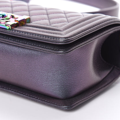 Chanel Iridescent Goatskin Quilted Small Boy Flap Purple 9 of 9