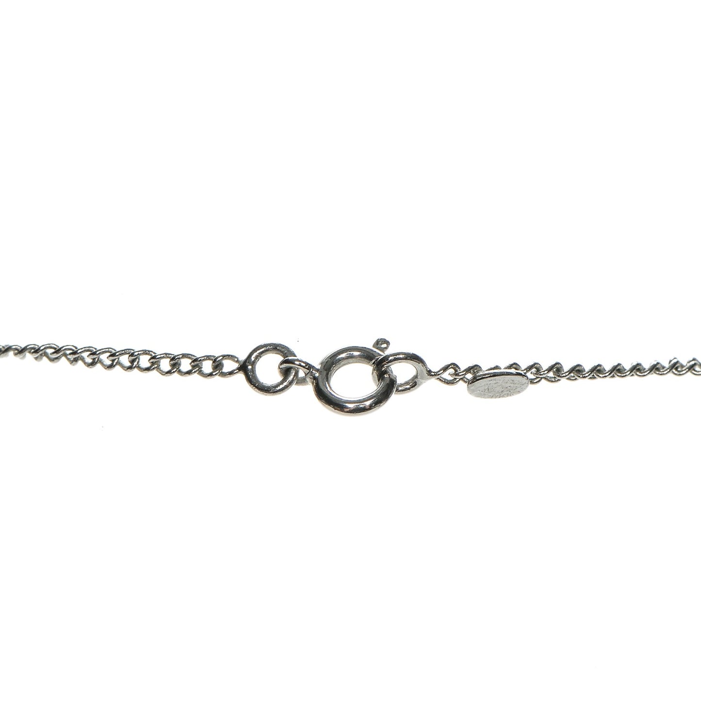 Enamel CC Necklace Silver White