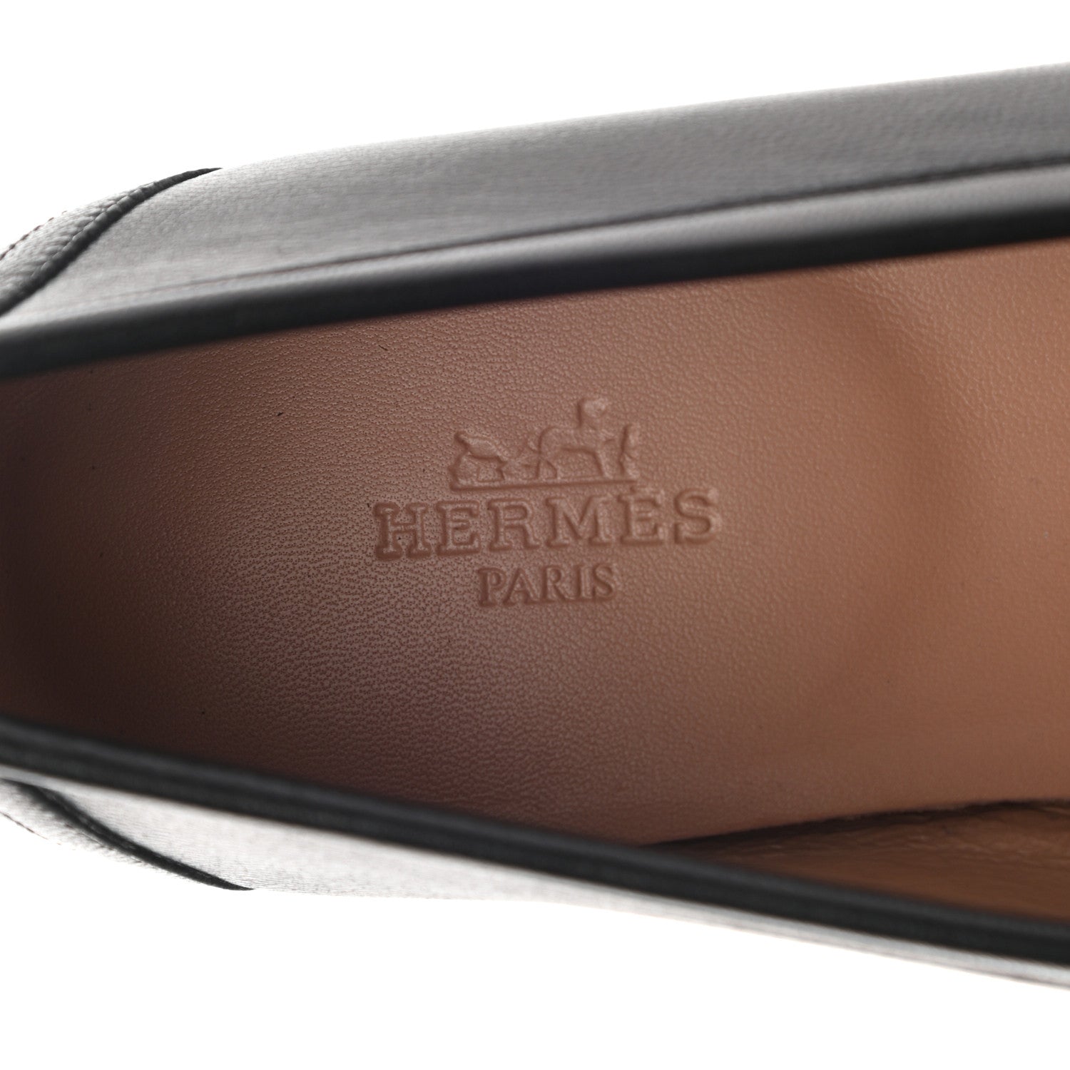 Hermes Goatskin Womens Paris Loafers 38.5 Black 7 of 9