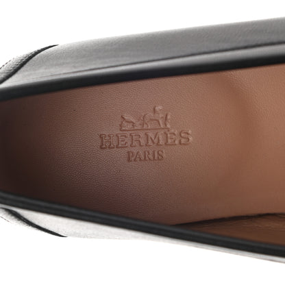 Hermes Goatskin Womens Paris Loafers 38.5 Black 7 of 9