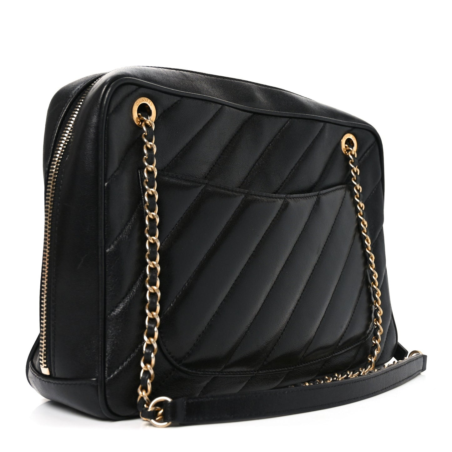 Lambskin Quilted Coco Vintage Camera Case Black