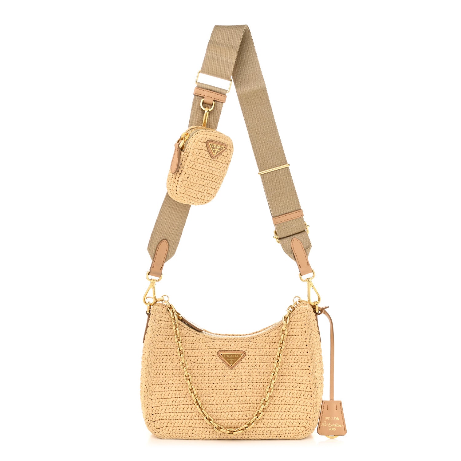 Prada Yarn Raffia Effect Crochet Re-Edition 2005 Shoulder Bag Naturale 1 of 11