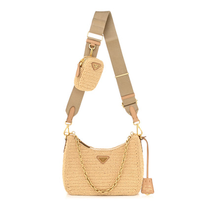 Prada Yarn Raffia Effect Crochet Re-Edition 2005 Shoulder Bag Naturale 1 of 11
