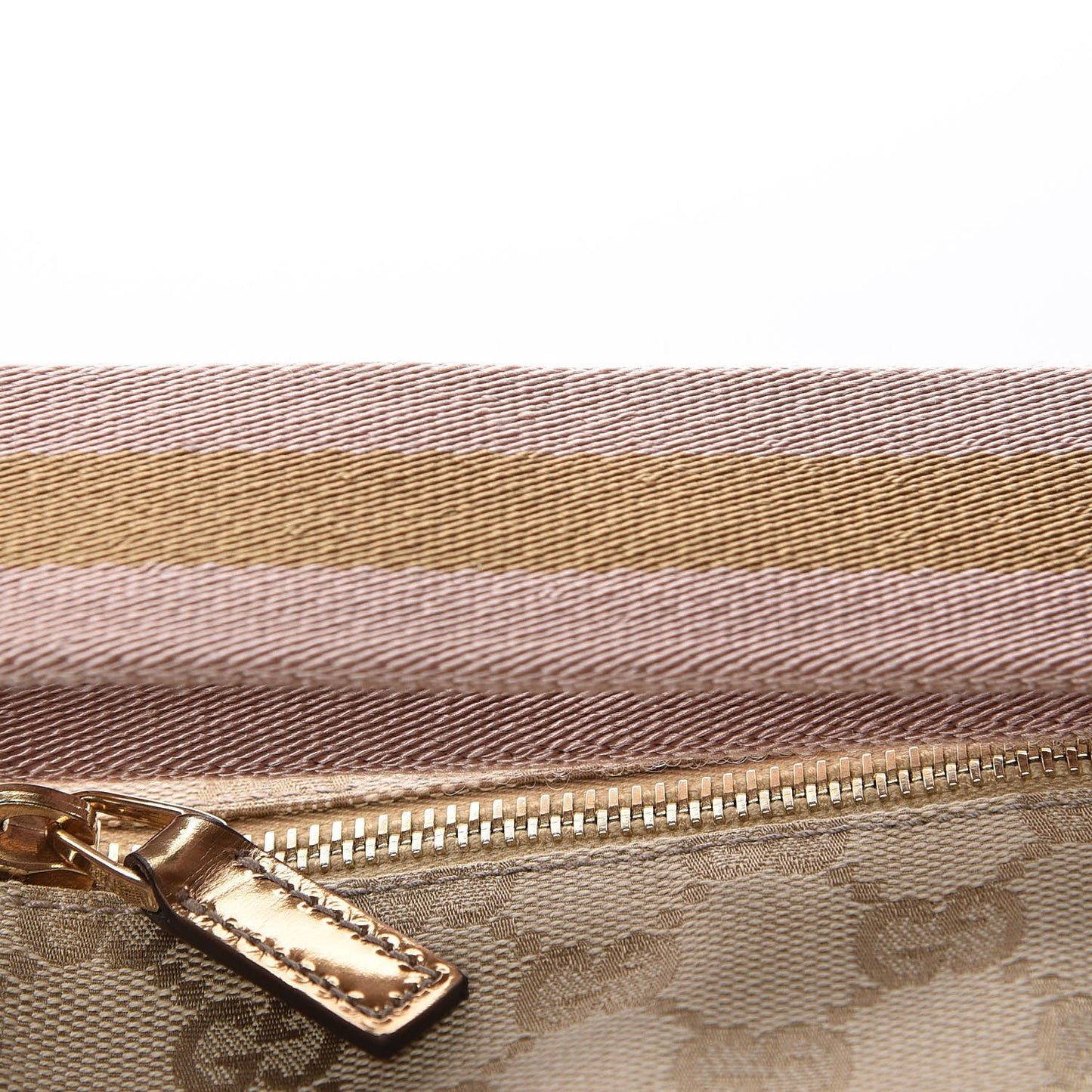 GG Monogram Web Double Pocket Belt Bag Gold Pink