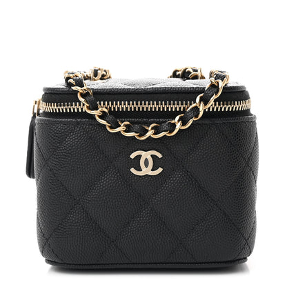 Chanel Caviar Quilted Mini Vanity Case With Chain Black 1 of 11