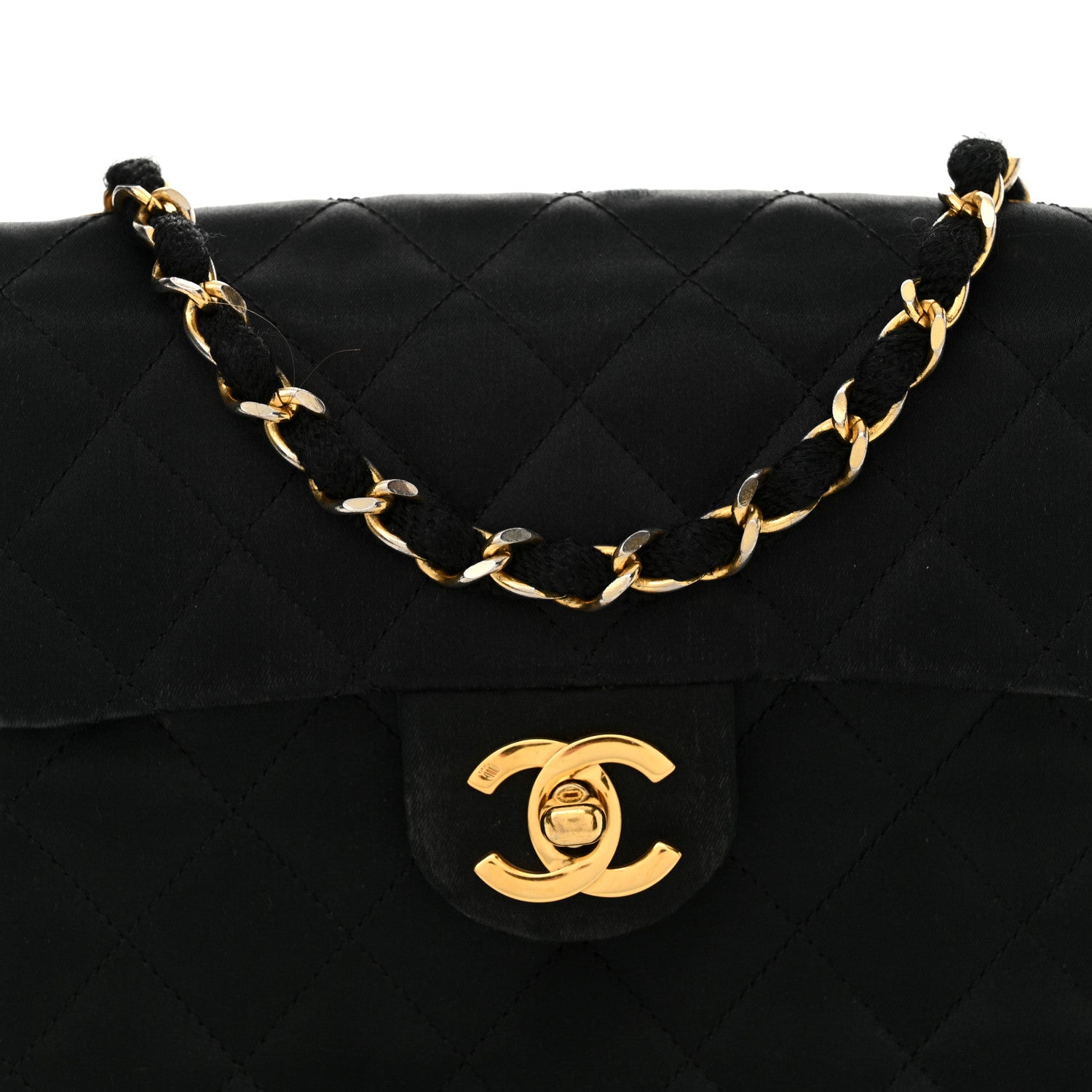 Chanel Satin Quilted Mini Square Flap Black 8 of 16