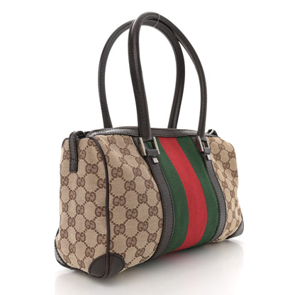 Gucci Monogram Vintage Web Mini Boston Dark Brown 3 of 11