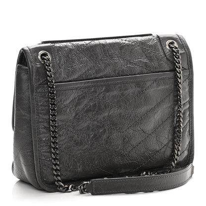 Saint Laurent Crinkled Calfskin Matelasse Monogram Baby Niki Chain Satchel Storm 3 of 11