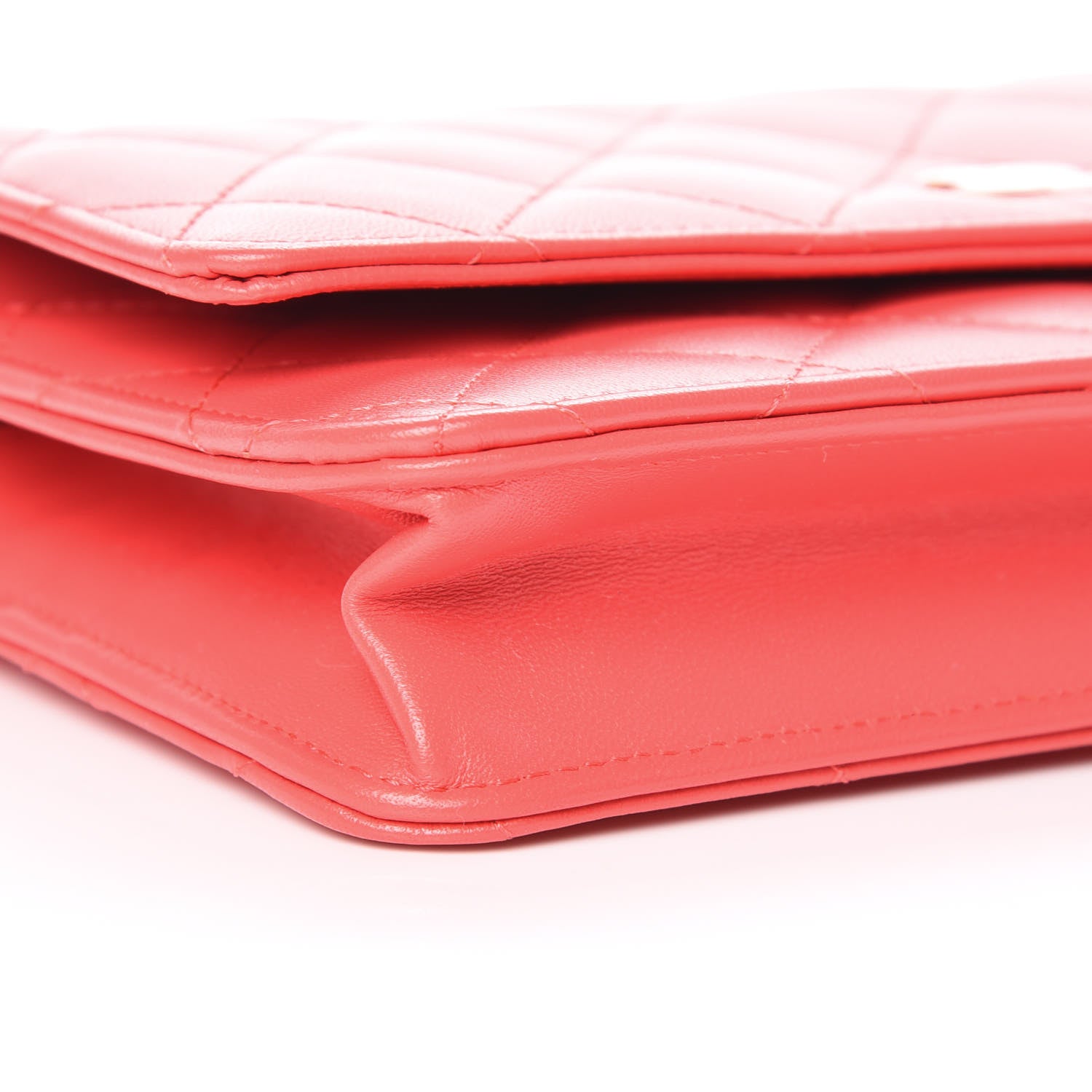 Chanel Lambskin Quilted Wallet On Chain WOC Red 9 of 11