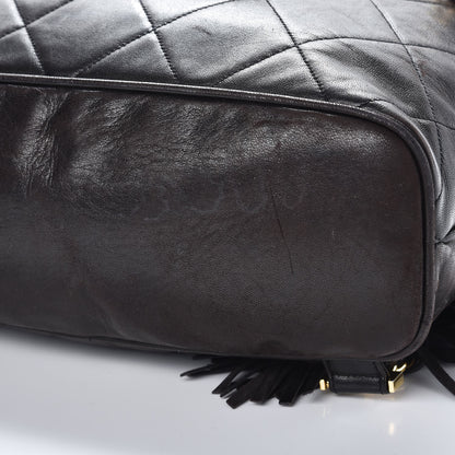 Chanel Lambskin Quilted Drawstring Backpack Black 10 of 10