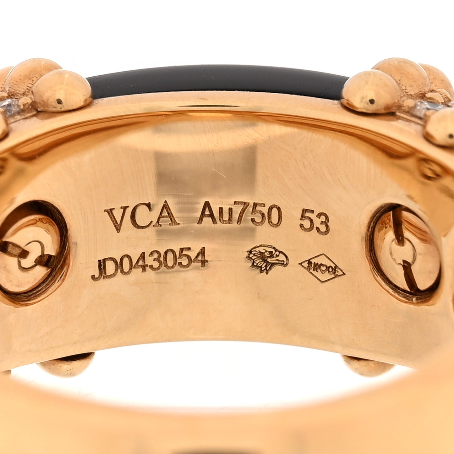 18K Yellow Gold Diamond Black Onyx Perlee Couleurs Ring 53 6.5