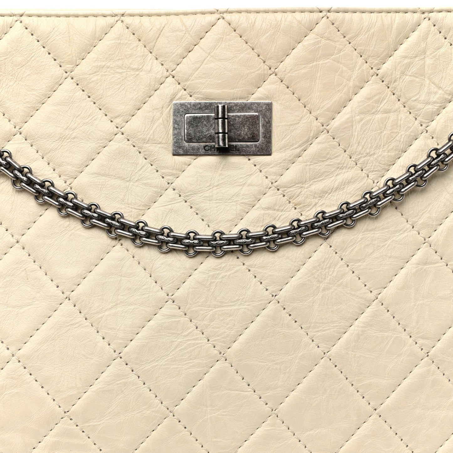 Aged Calfskin Quilted Reissue 2.55 Tote Ivory