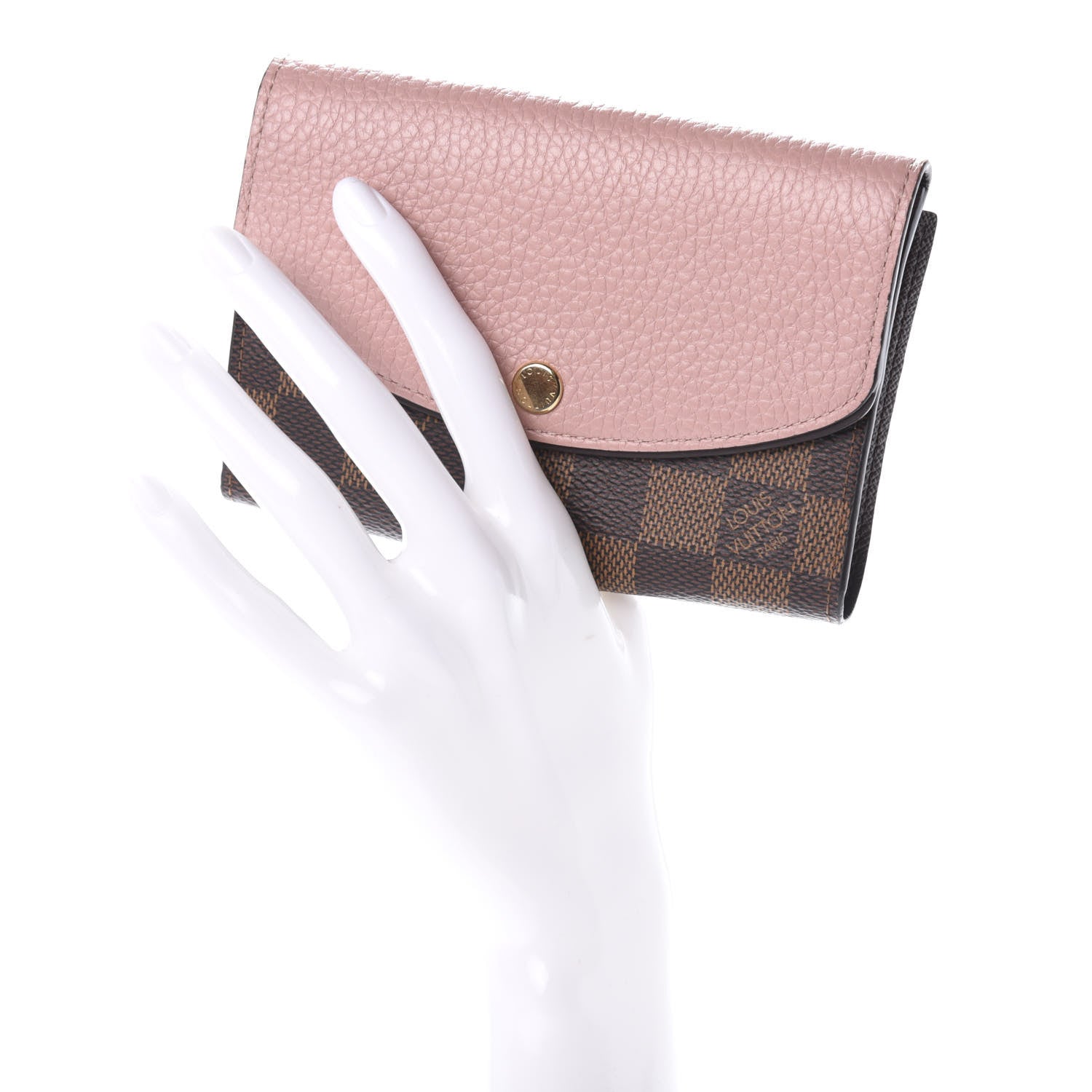 Louis Vuitton Damier Ebene Normandy Compact Wallet Rose Ballerine 2 of 6