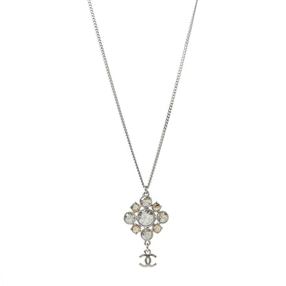 Chanel Crystal CC Drop Pendant Necklace Silver 1 of 6