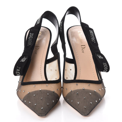 Christian Dior Mesh Suede Crystal J'Adior Slingback 100mm Pumps 39.5 Black 2 of 7