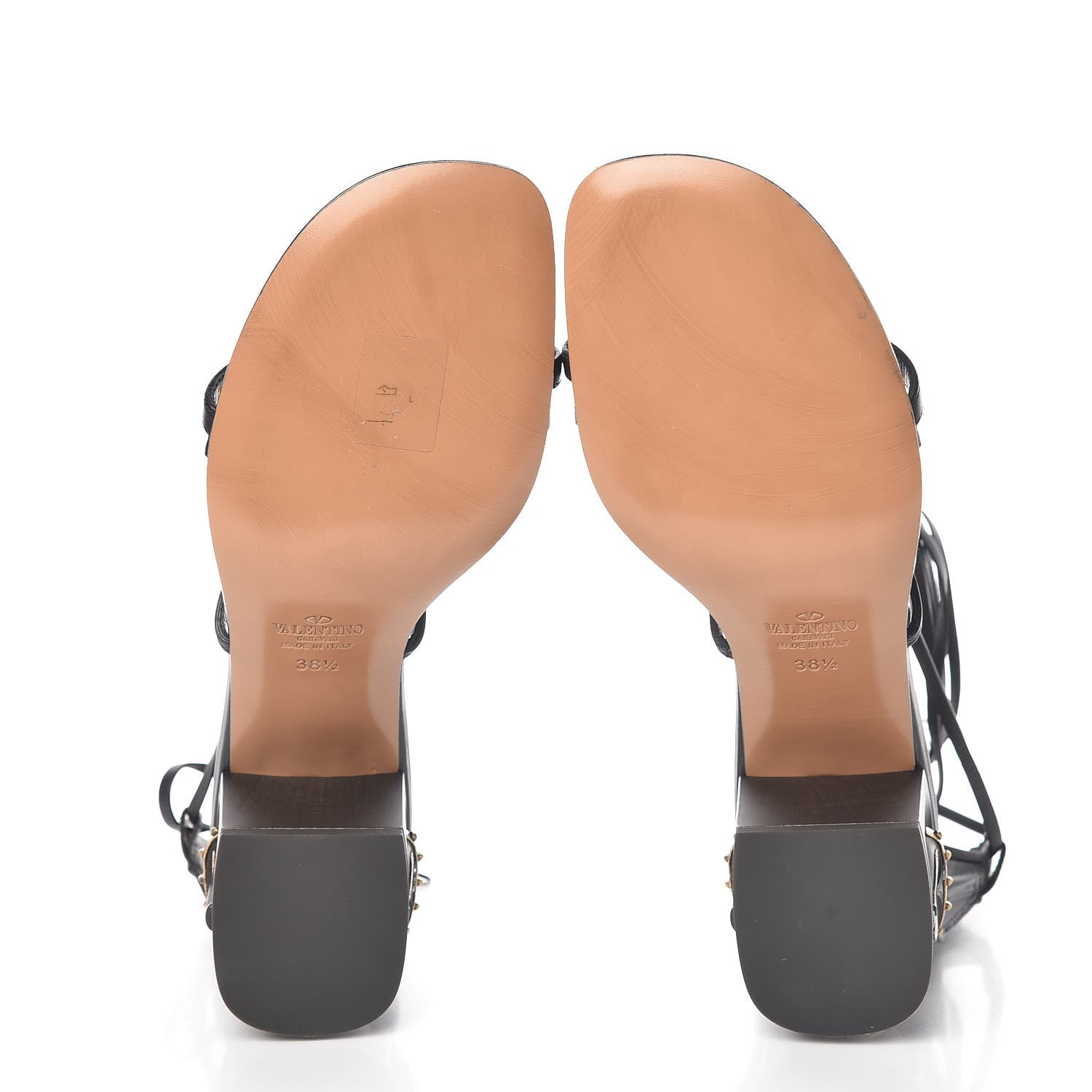 Valentino Garavani Calfskin Mask Embossed Gladiator Sandals 38.5 Brown Black 5 of 8