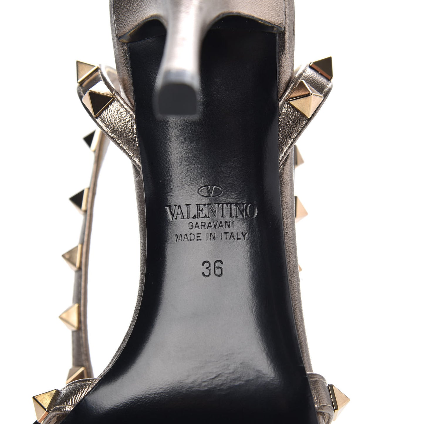 Metallic Nappa Rockstud Ankle Wrap 85mm Sandals 36 Sasso