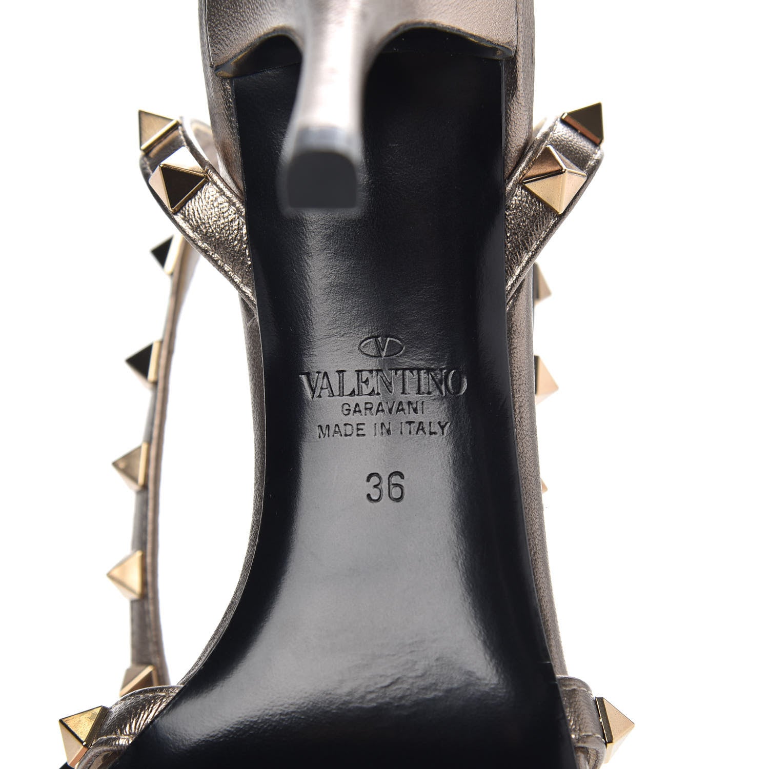Valentino Garavani Metallic Nappa Rockstud Ankle Wrap 85mm Sandals 36 Sasso 6 of 10