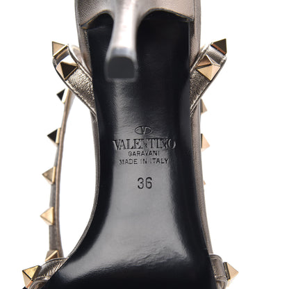 Valentino Garavani Metallic Nappa Rockstud Ankle Wrap 85mm Sandals 36 Sasso 6 of 10