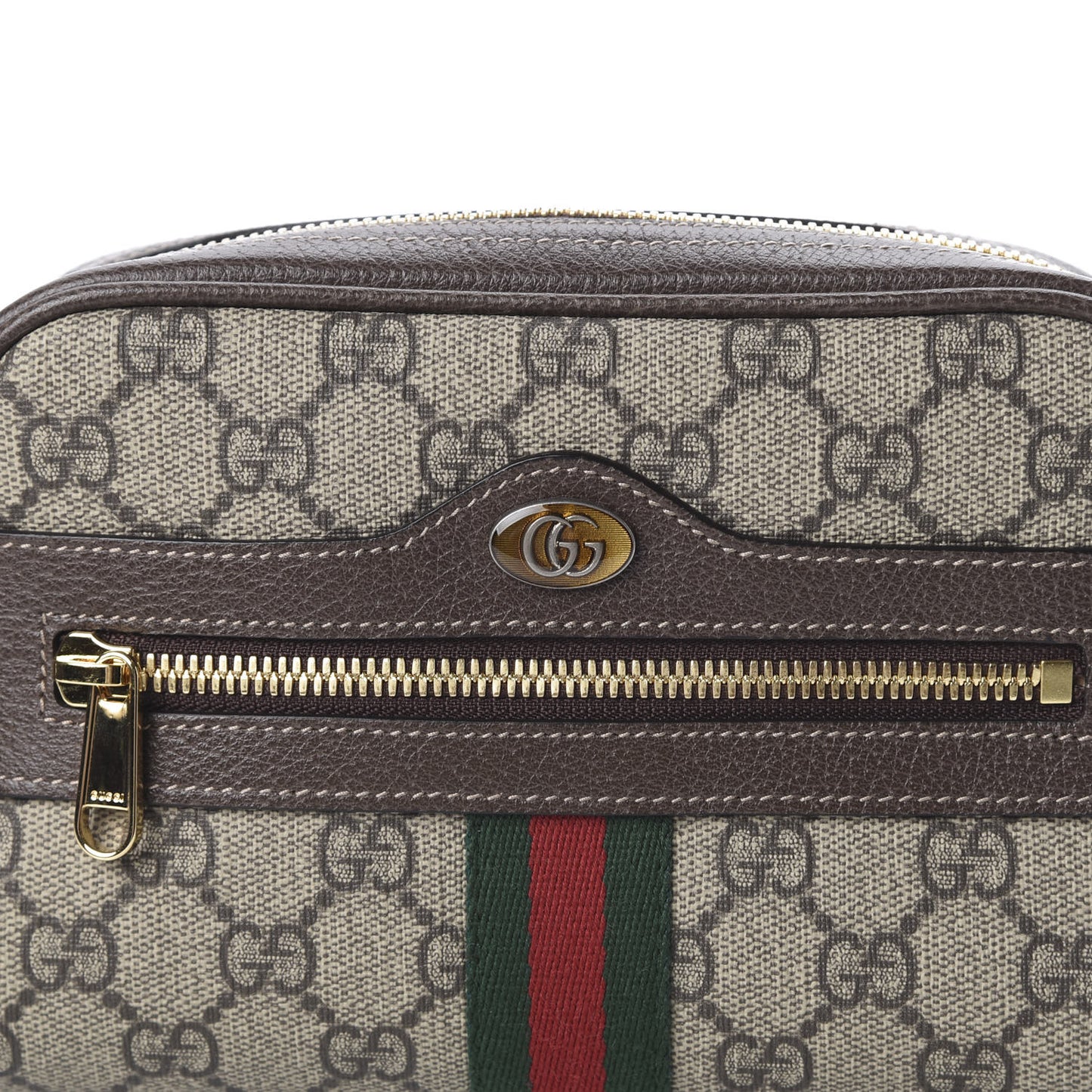GG Supreme Monogram Web Small Ophidia Belt Bag 85 34 Dark Brown