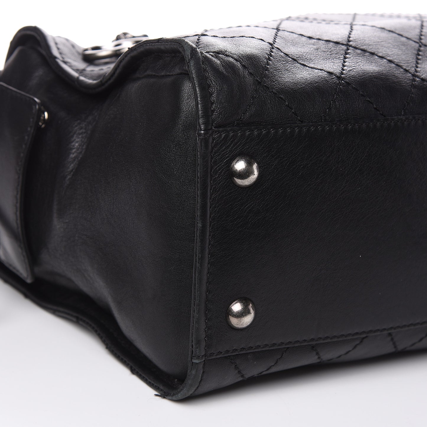 Calfskin Stitched Bowling Bag Black