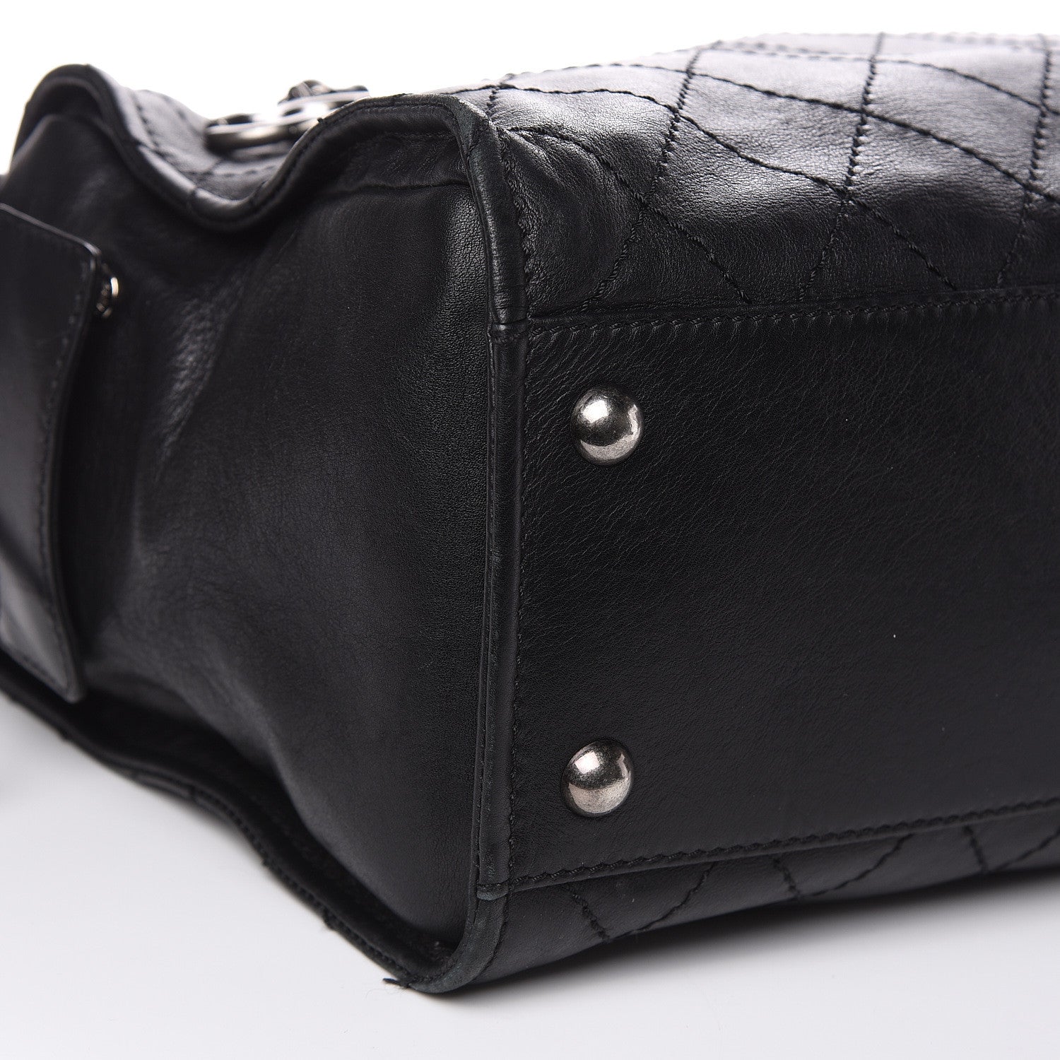Chanel Calfskin Stitched Bowling Bag Black 8 of 13