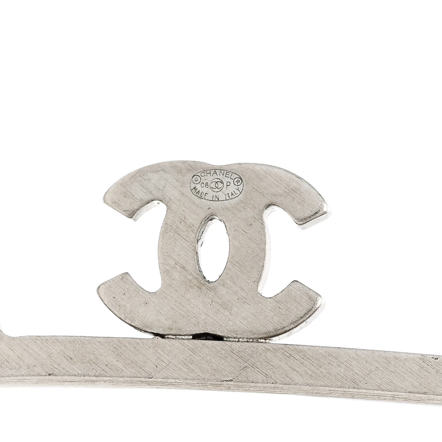 Chanel Swarovski Crystal CC Heart Hoop Earrings Silver 4 of 4