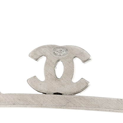 Chanel Swarovski Crystal CC Heart Hoop Earrings Silver 4 of 4
