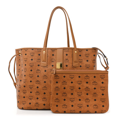 MCM Visetos Large Liz Reversible Shopper Tote Cognac 3 of 17
