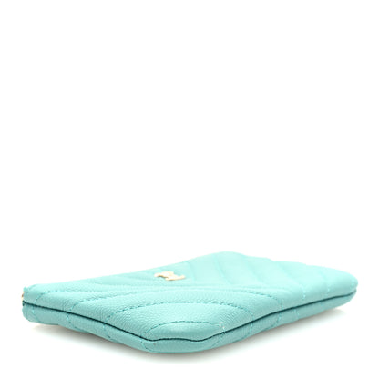 Chanel Caviar Chevron Quilted Small Cosmetic Case Light Blue 4 of 7