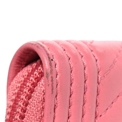Chanel Calfskin Chevron Quilted Zip Around Boy Coin Purse Wallet Pink 16 of 16