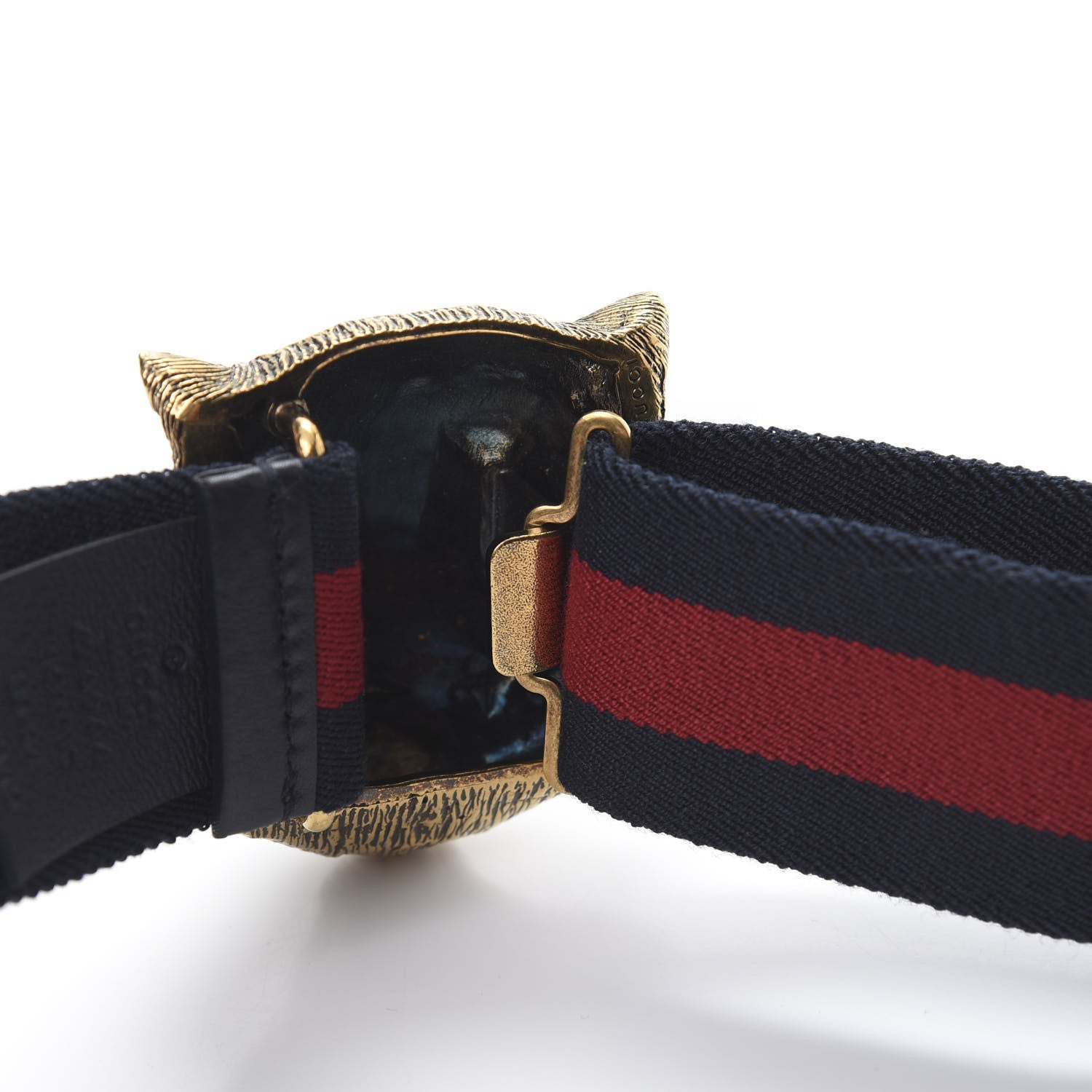 Gucci Web Feline Buckle Belt 85 34 Blue Red 4 of 5