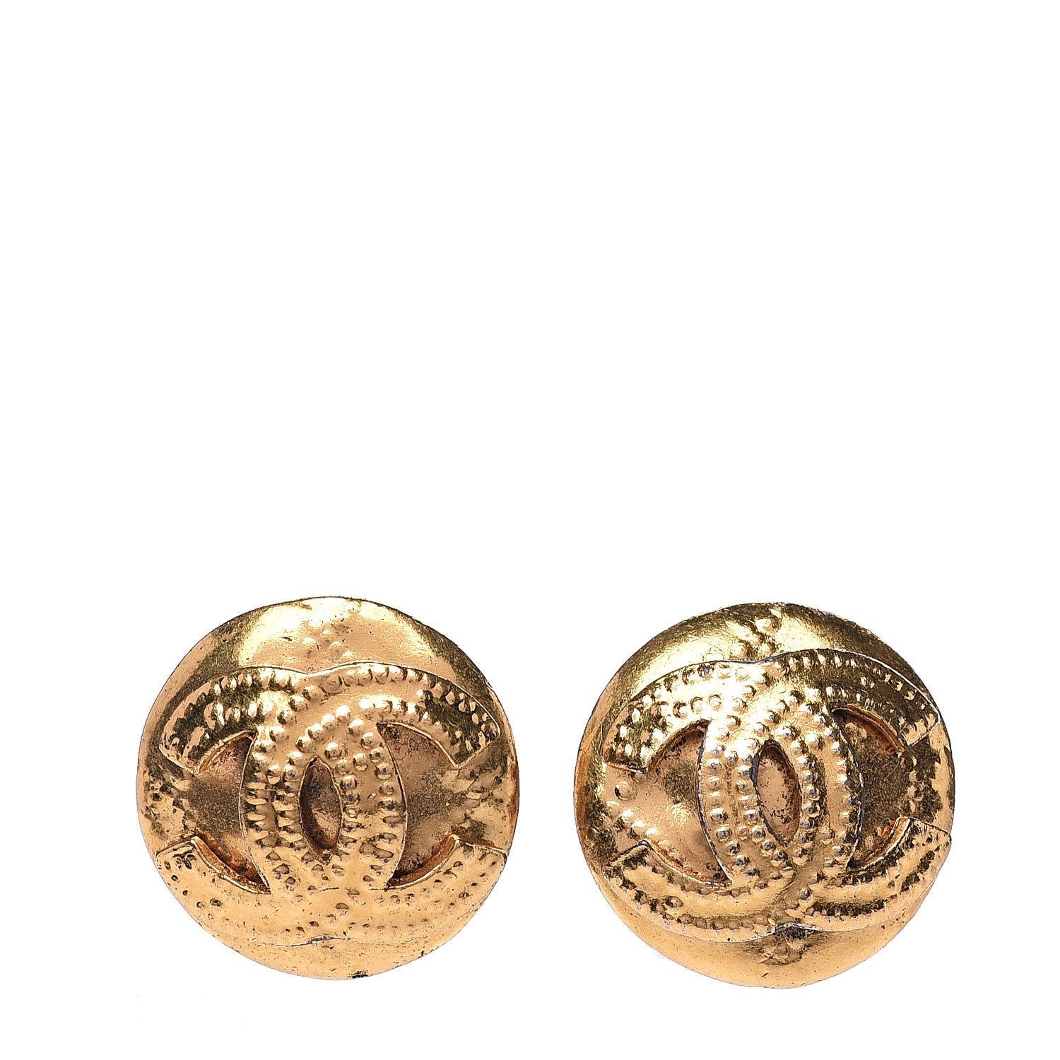 Chanel CC Button Clip On Earrings Gold 1 of 4