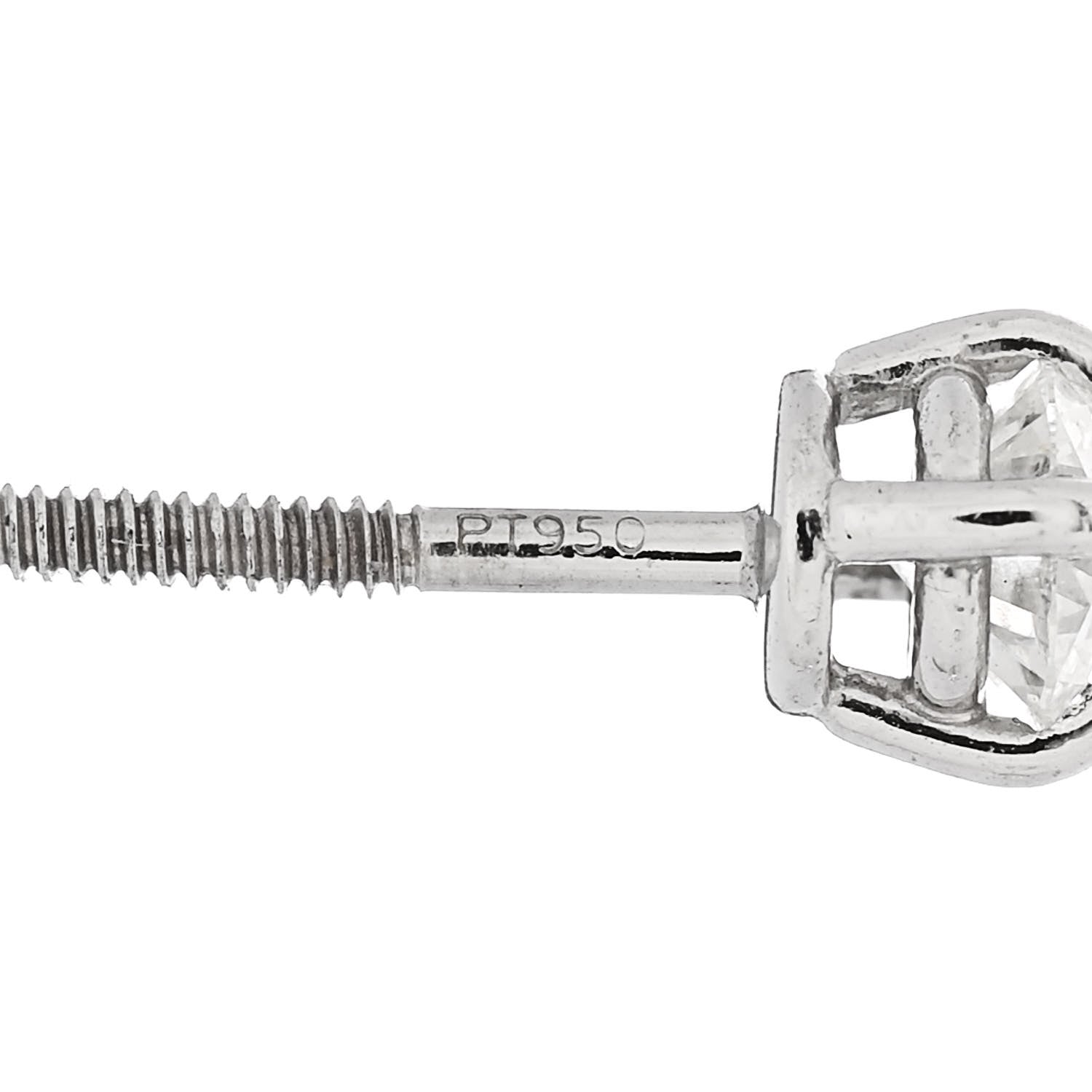 Tiffany Platinum Diamond .34ctw Solitaire Earrings 5 of 5
