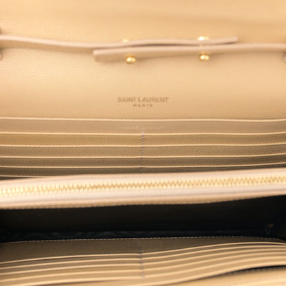 Saint Laurent Grain De Poudre Matelasse Chevron Monogram Chain Wallet Nude Powder 5 of 10