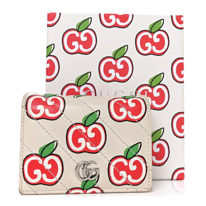 Gucci Calfskin Matelasse Diagonal GG Apple GG Marmont Card Case Wallet Ivory 10 of 10