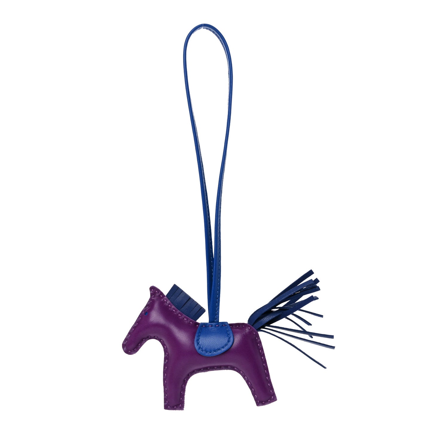 Milo Lambskin Grigri Rodeo Horse Bag Charm PM Violet Bleu Saphir Bleu France