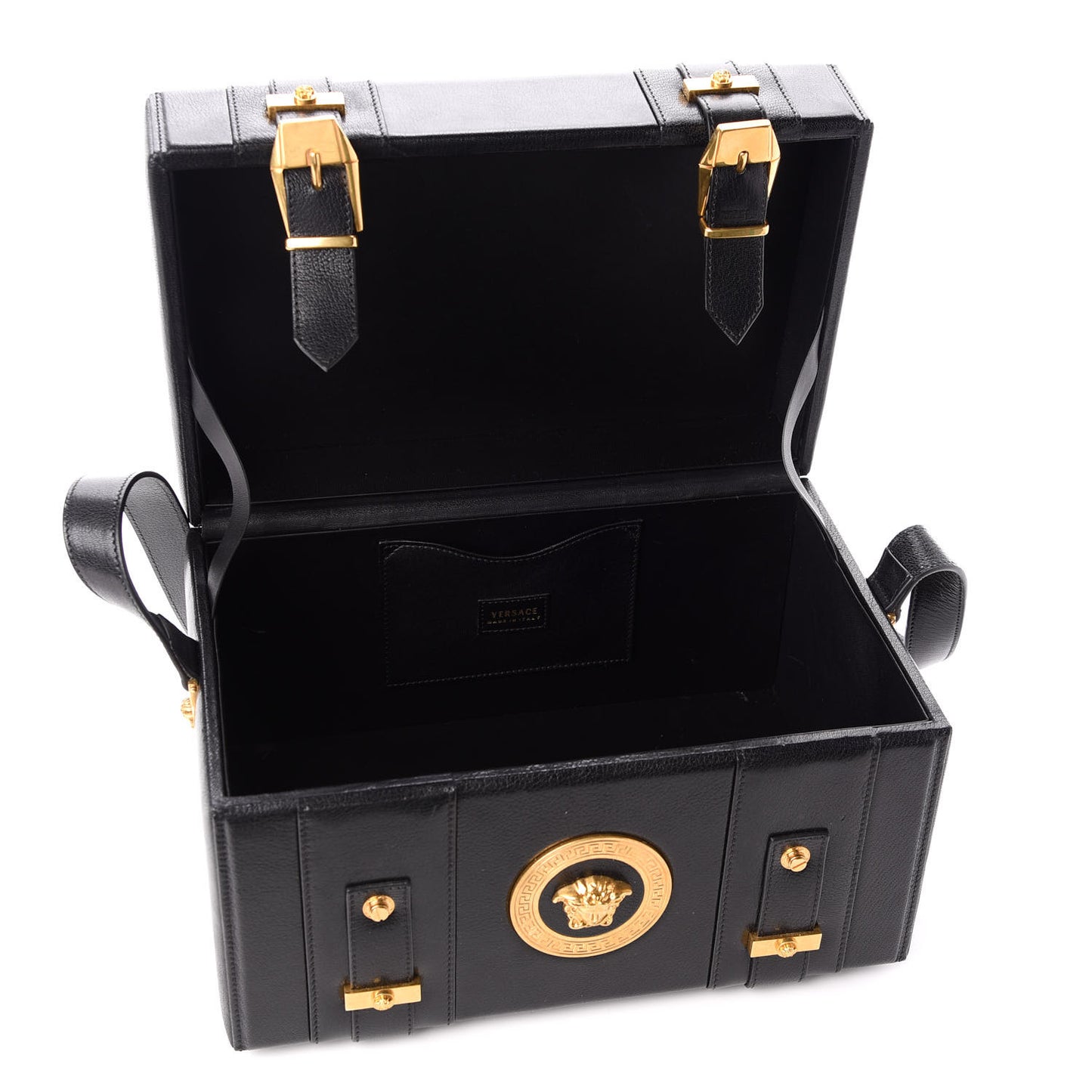 Calfskin Medusa Vanity Train Case Black